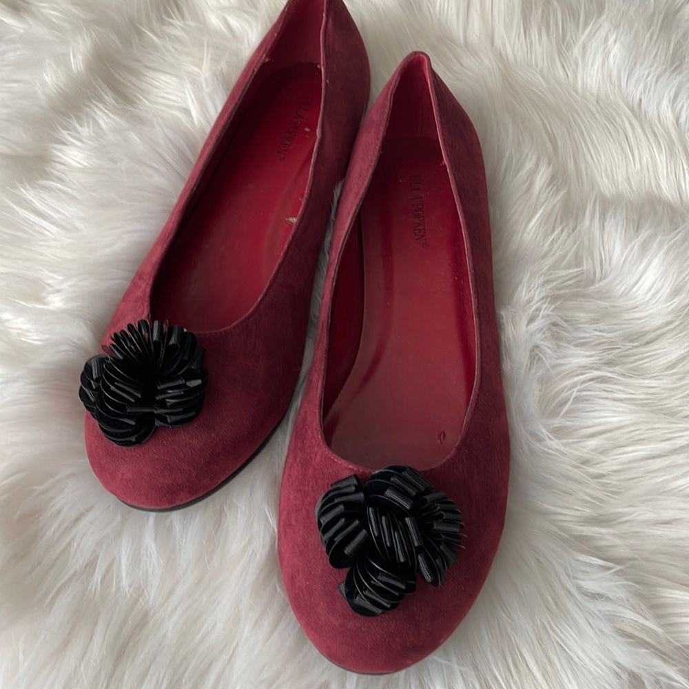Ulla Popken burgundy ballet flats